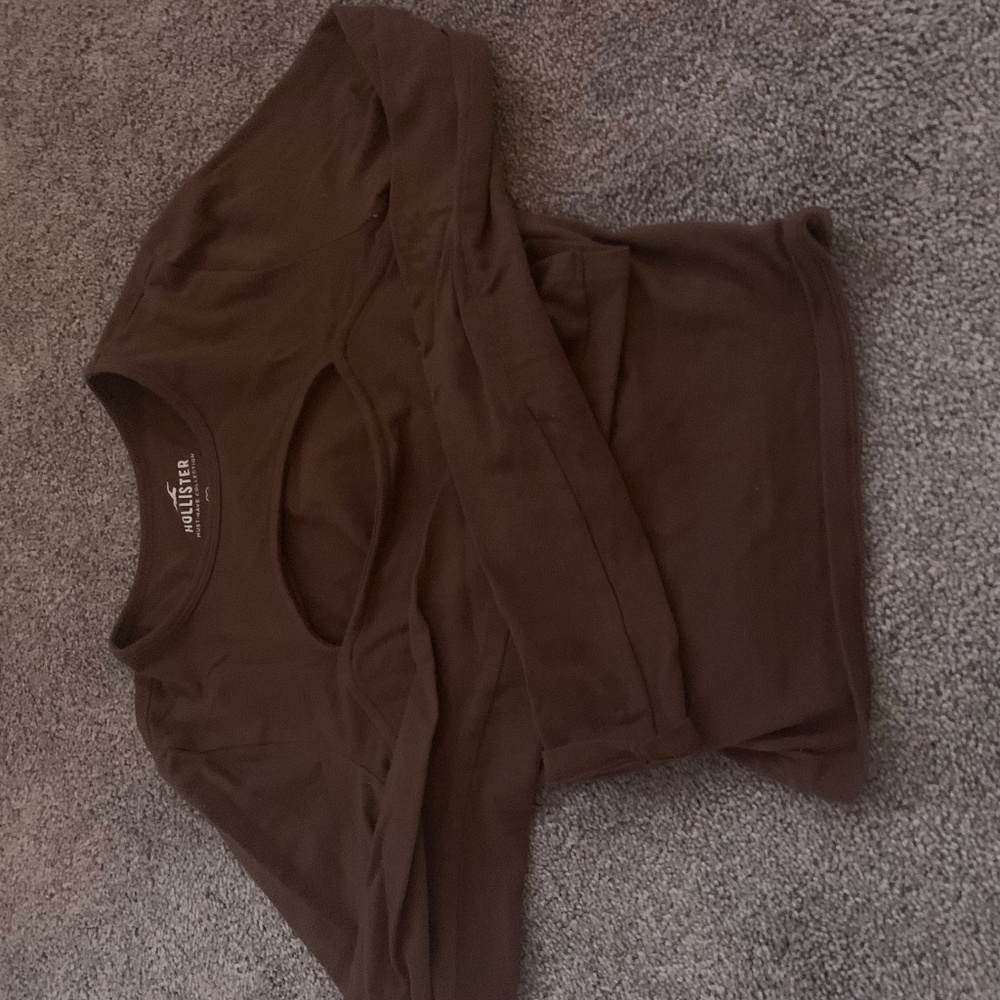 Brown long sleeve top from hollister